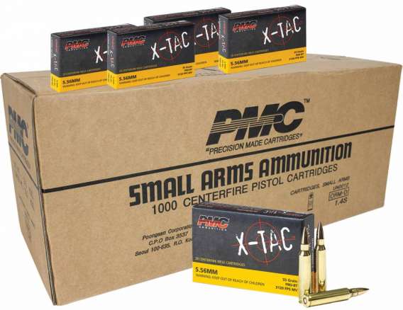 PMC X-TAC 5.56NATO Rifle Ammo - 55 Grain FMJ-BT Case of 1000 rounds